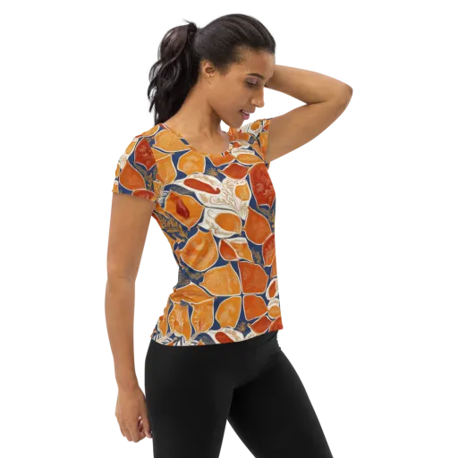 Citrus Tapestry on a Women's Athletic T-Shirt