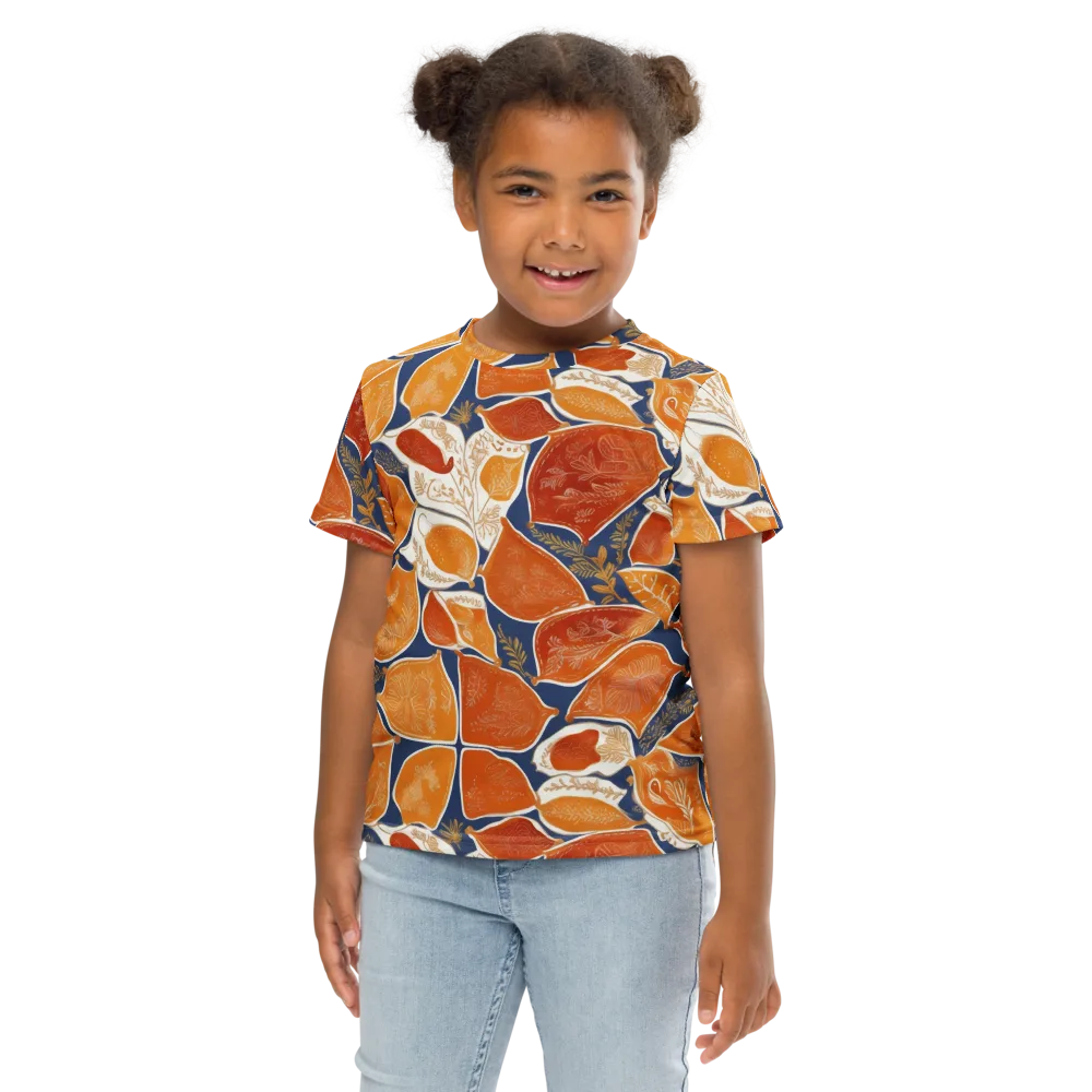 Citrus Tapestry on Kids Crew Neck T-Shirt — Front