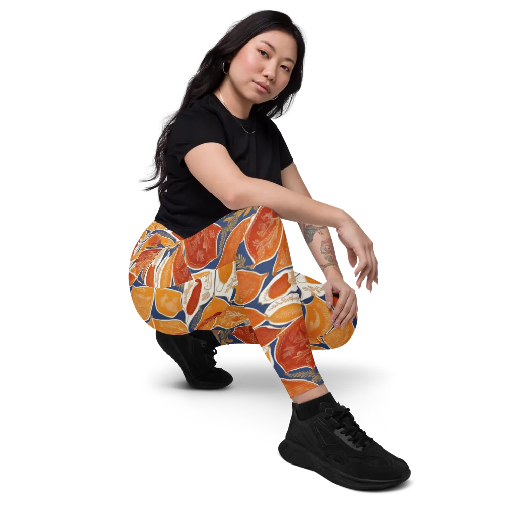 Citrus Tapestry on Leggings with Pockets — Right Front