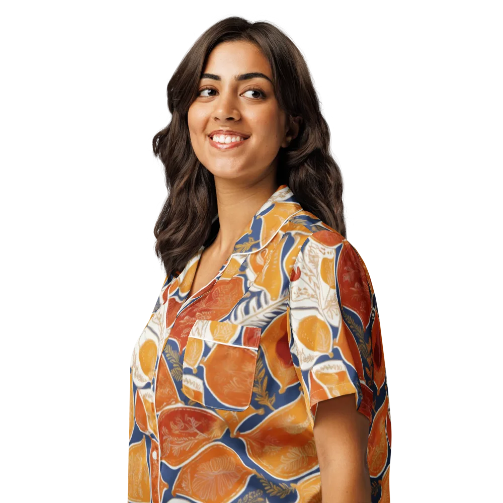 Citrus Tapestry on Women's Short Sleeve Pajama Top — Left Front