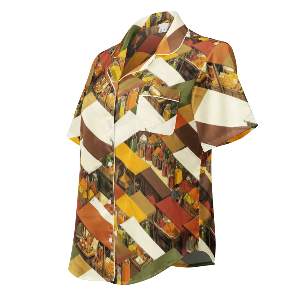 Spice Market on Women's Short Sleeve Pajama Top — Left Front