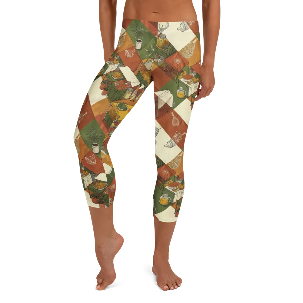 Bazaar Geometry on Capri Leggings — Front