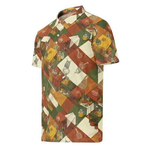 Bazaar Geometry on a Men's Slim Fit Polo Shirt