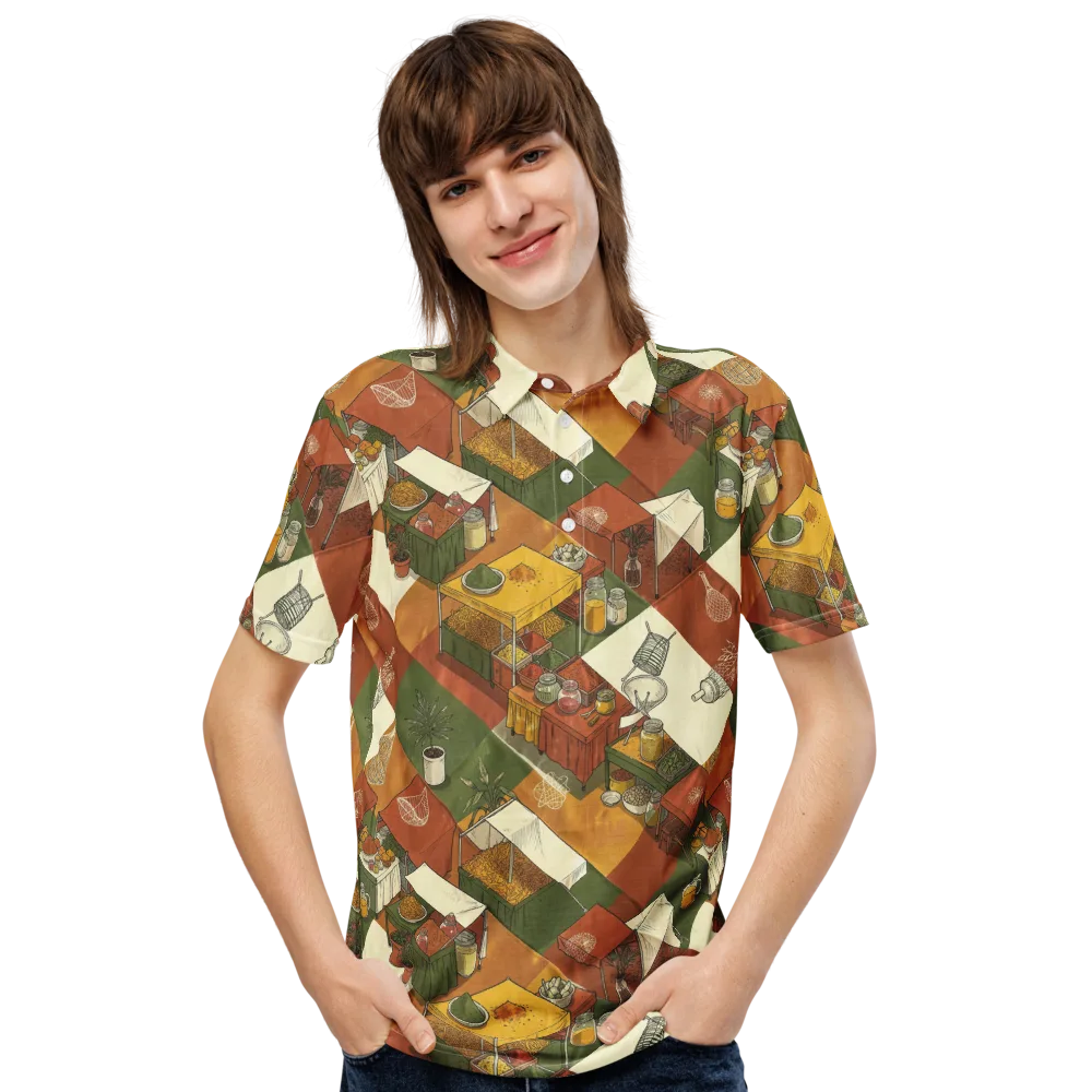 Bazaar Geometry on Men's Slim Fit Polo Shirt — Front