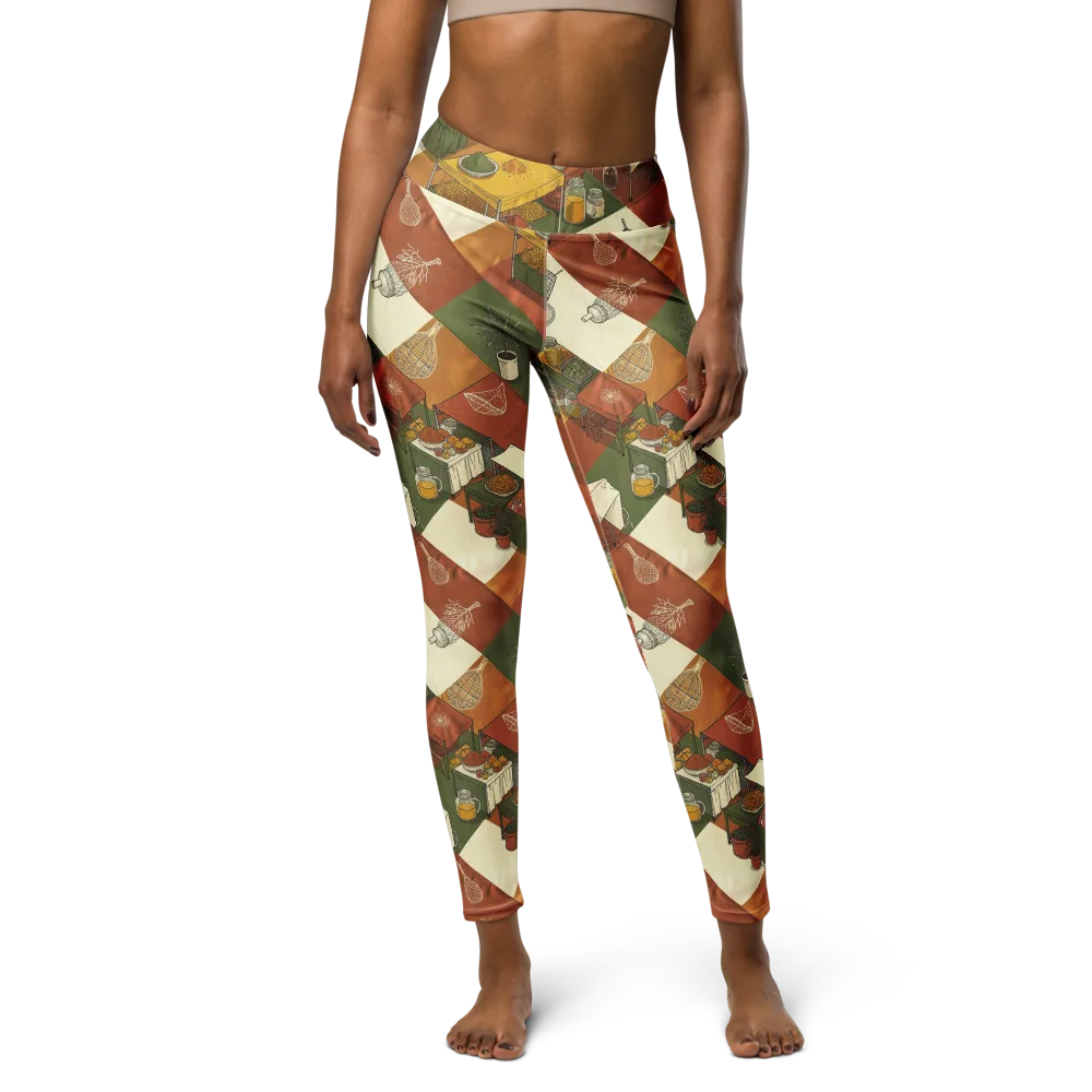 Bazaar Geometry on Yoga Leggings — Front
