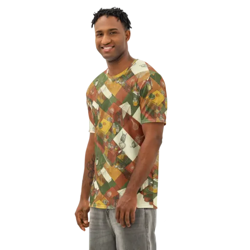 Bazaar Geometry on a Men's Cotton Crew Neck T-Shirt