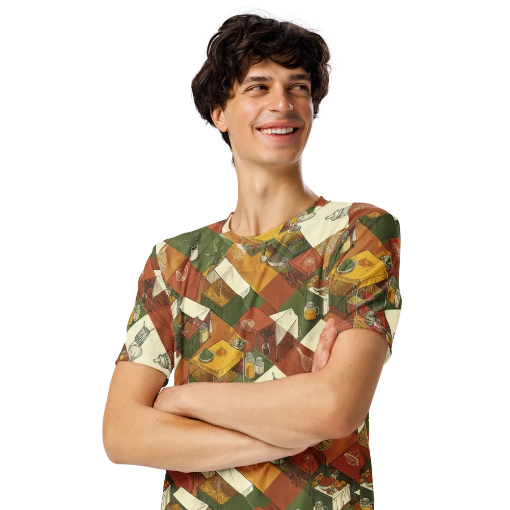 Bazaar Geometry on Men's Crew Neck T-Shirt — Left Front
