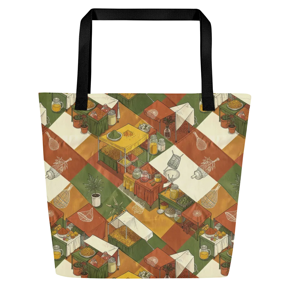 Bazaar Geometry on Large Tote Bag W/ Pocket — Front