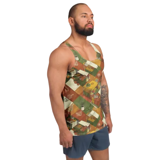 Bazaar Geometry on a Men's Tank Top