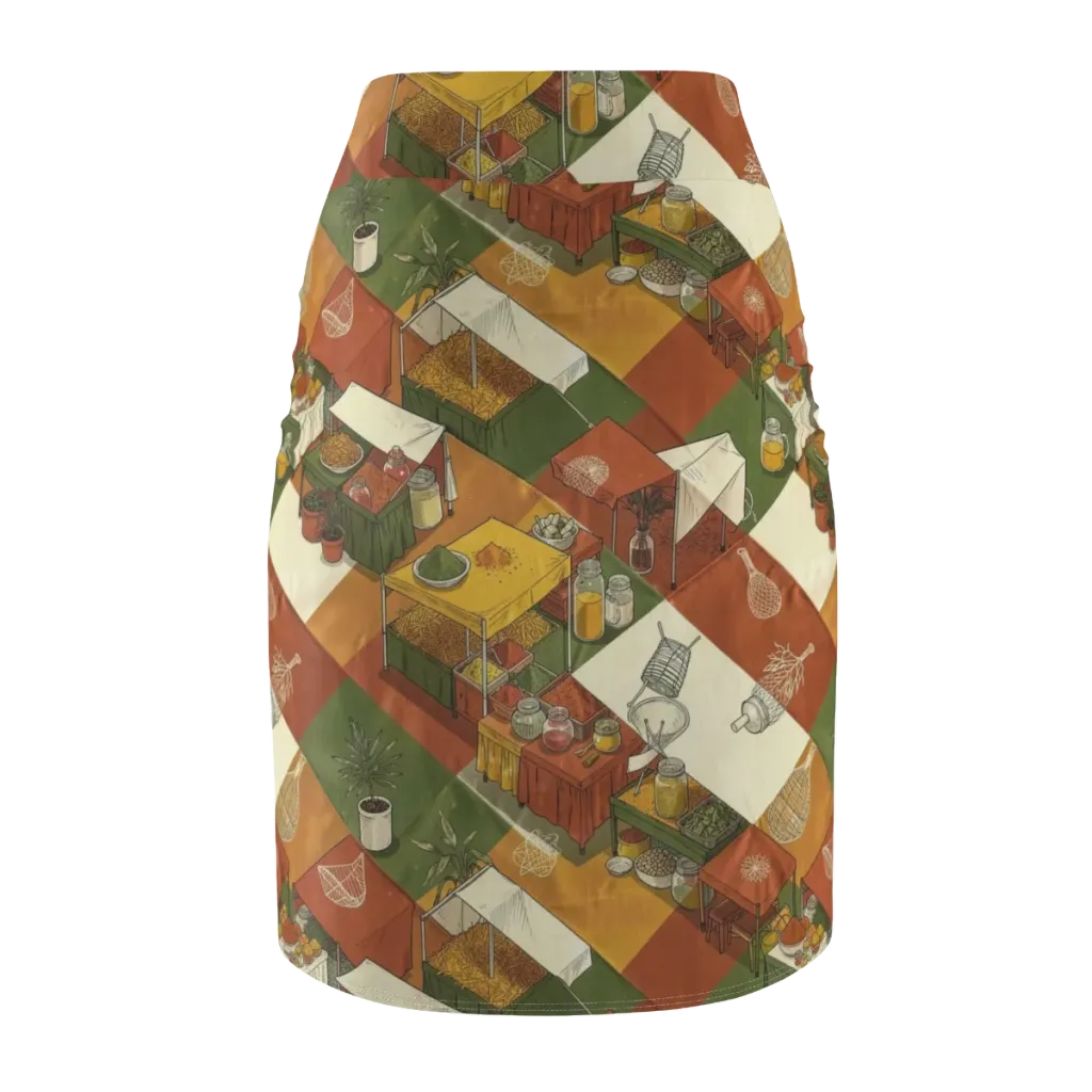 Bazaar Geometry on Pencil Skirt — Back