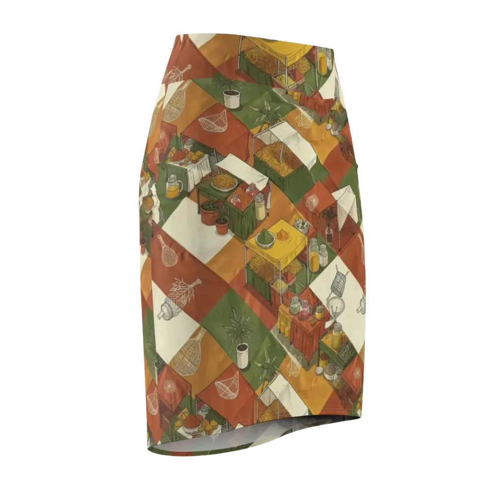 Bazaar Geometry on Pencil Skirt — Front Side