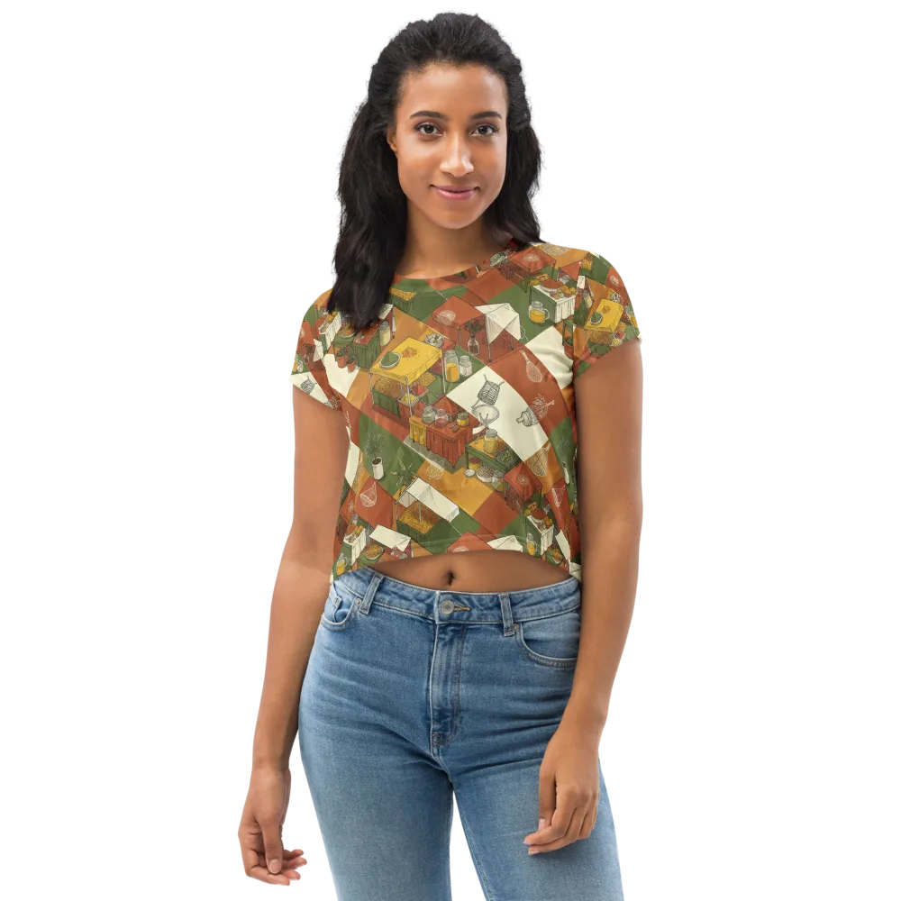 Bazaar Geometry on Crop Tee — Front