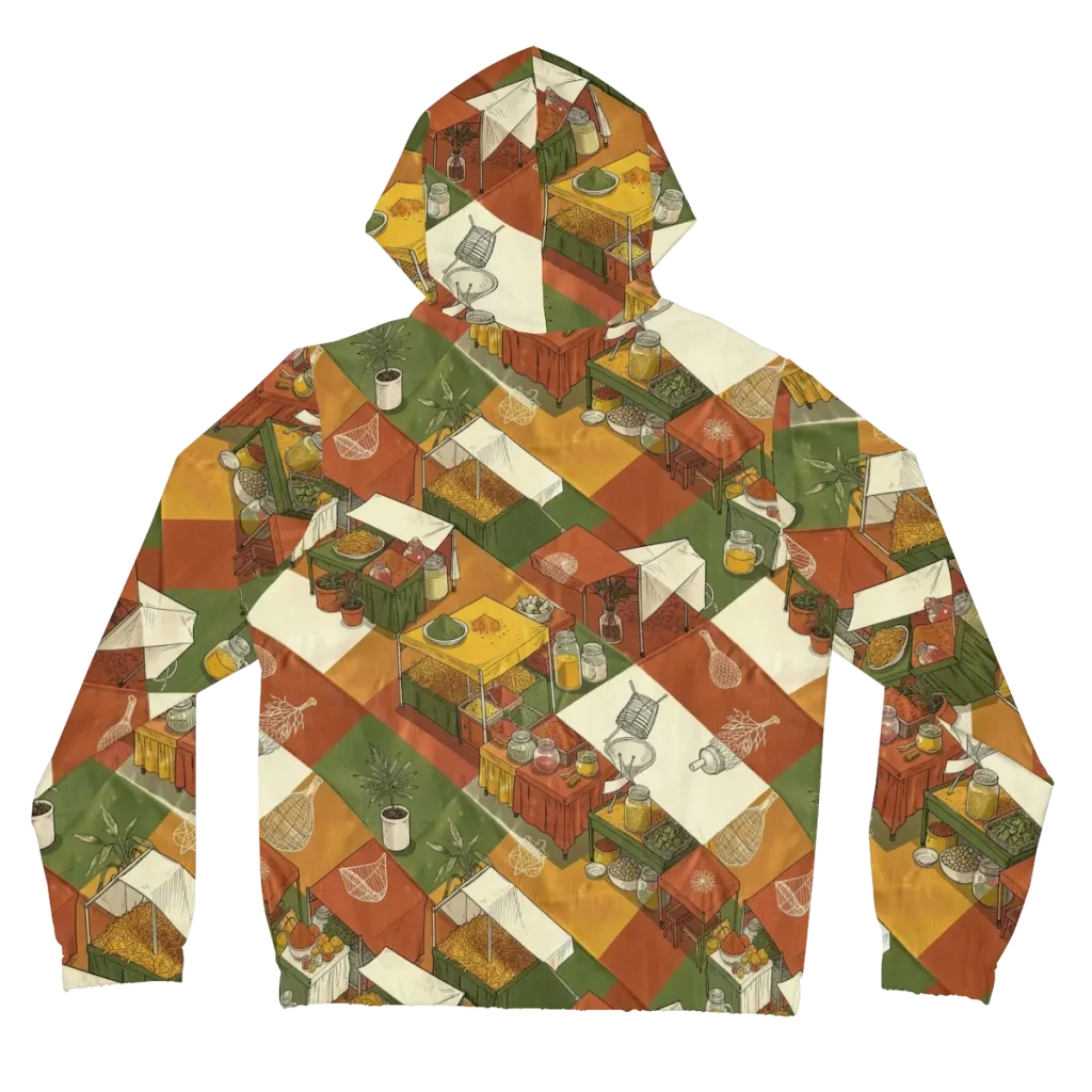 Bazaar Geometry on Women's Full-Zip Hoodie — Back