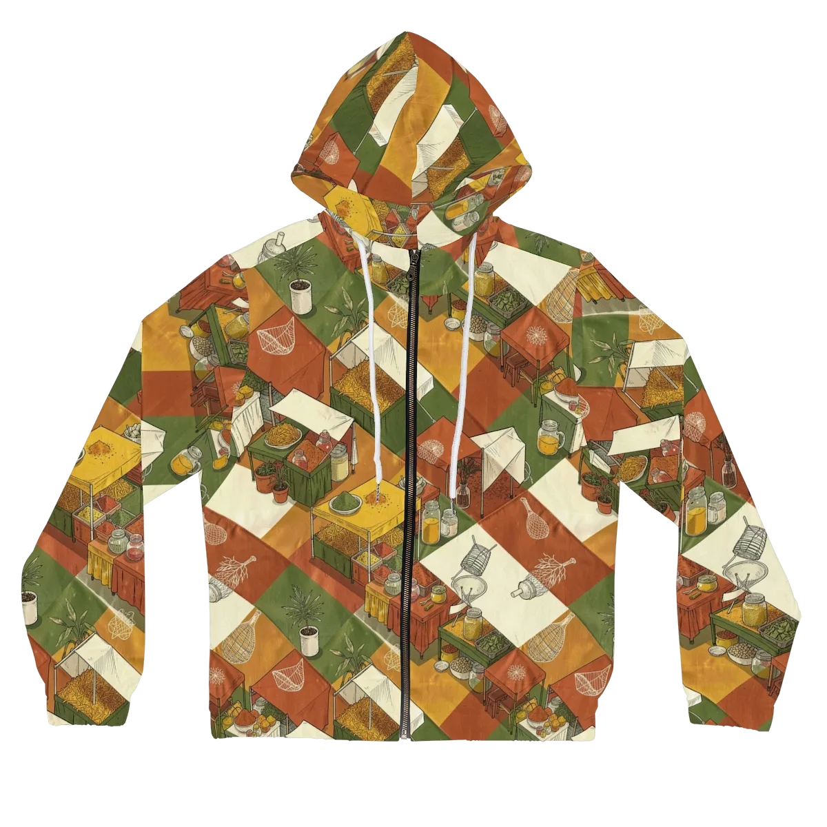 Bazaar Geometry on Women's Full-Zip Hoodie — Front