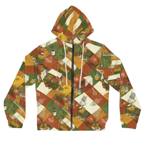 Bazaar Geometry on a Women's Full-Zip Hoodie