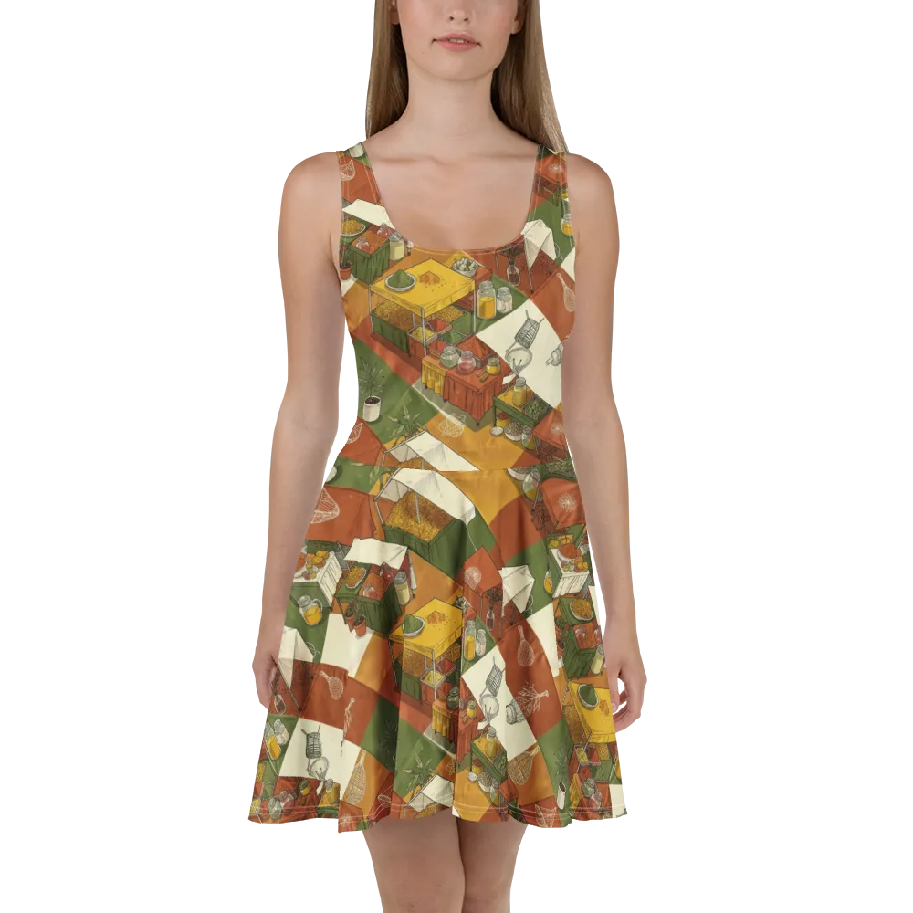 Bazaar Geometry on Skater Dress — Front