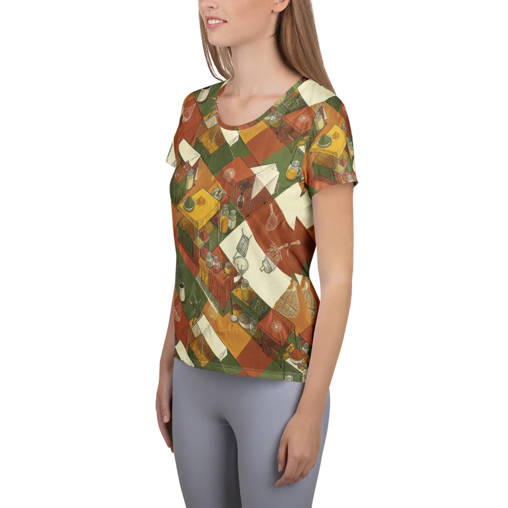 Bazaar Geometry on Women's Athletic T-Shirt — Left