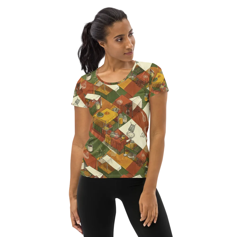 Bazaar Geometry on Women's Athletic T-Shirt — Front