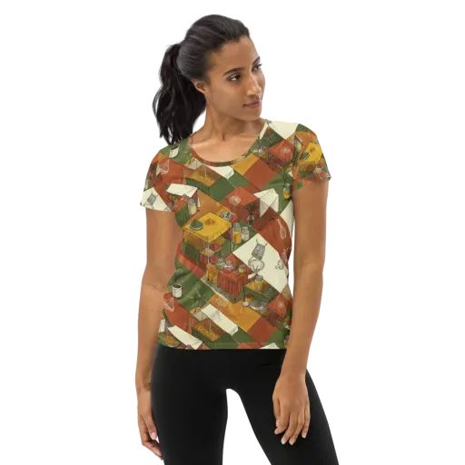Bazaar Geometry on a Women's Athletic T-Shirt