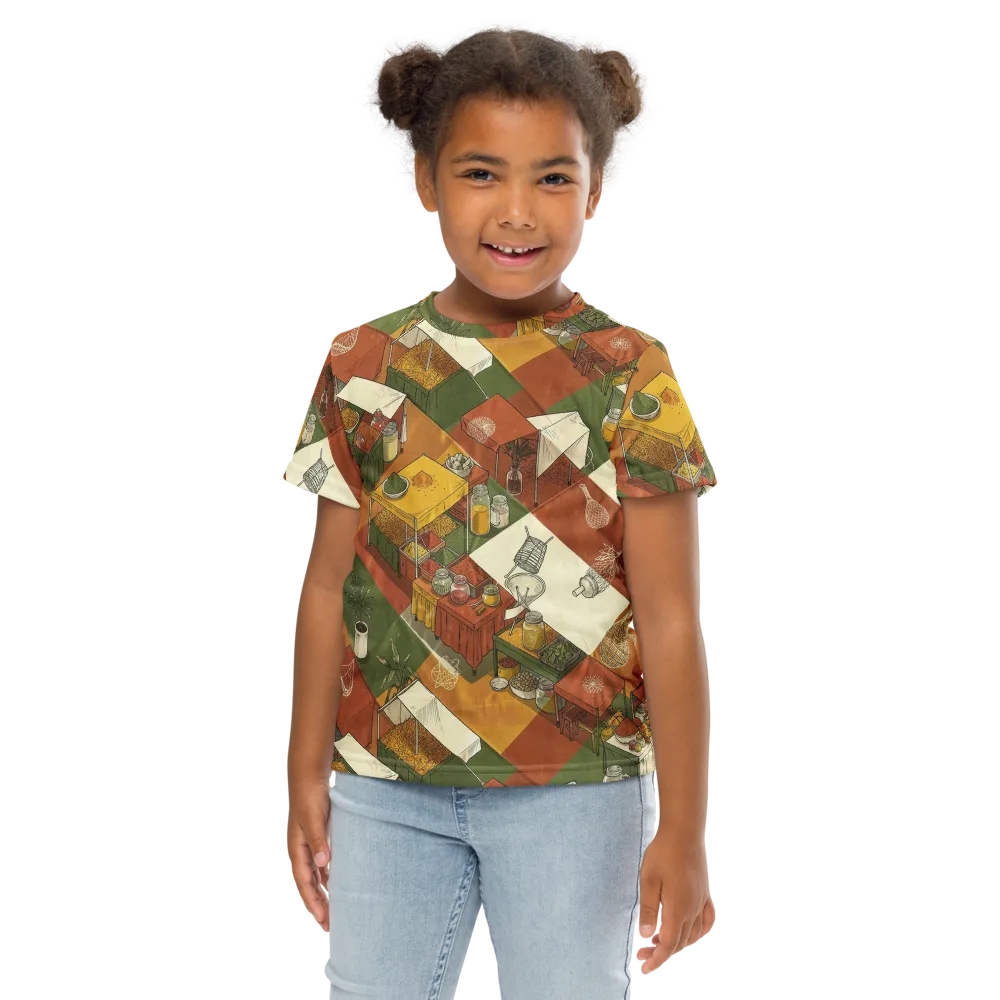 Bazaar Geometry on Kids Crew Neck T-Shirt — Front