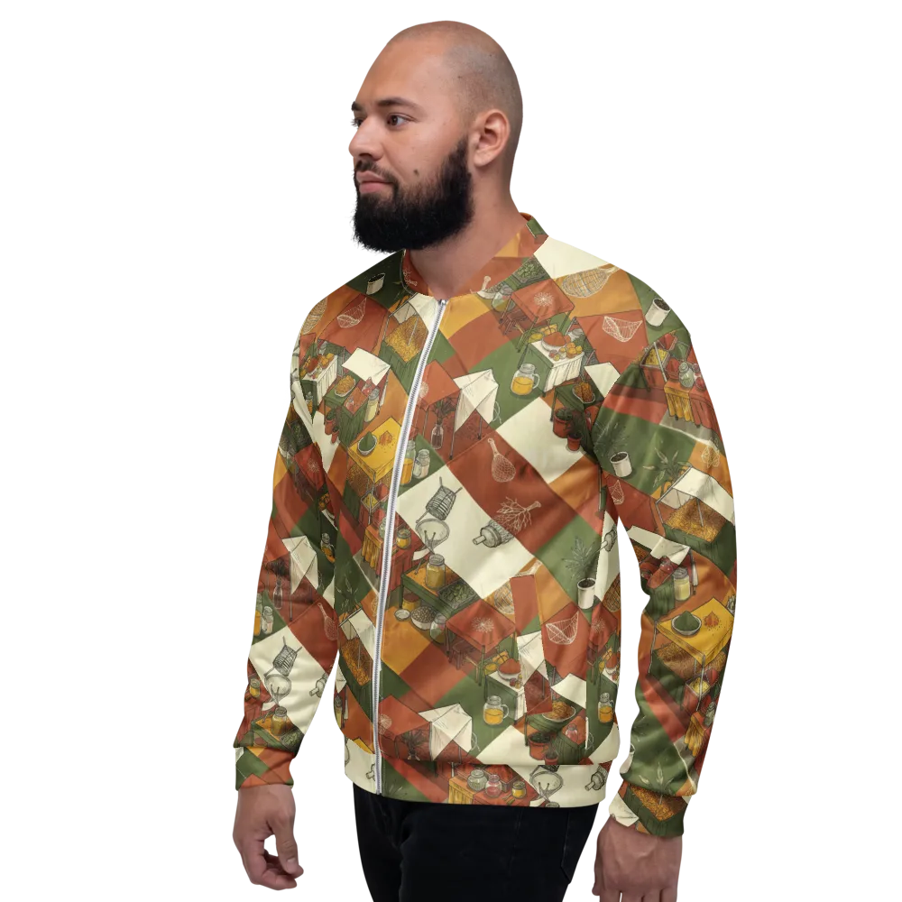 Bazaar Geometry on Bomber Jacket — Left