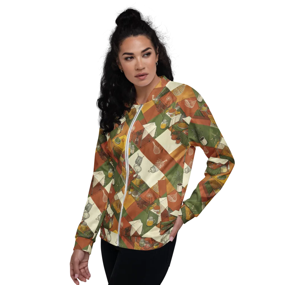 Bazaar Geometry on Bomber Jacket — Left