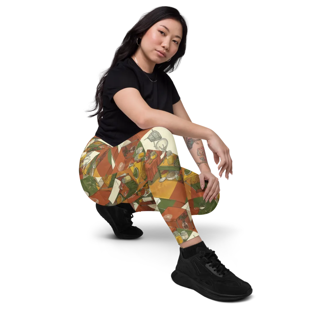 Bazaar Geometry on Leggings with Pockets — Right Front