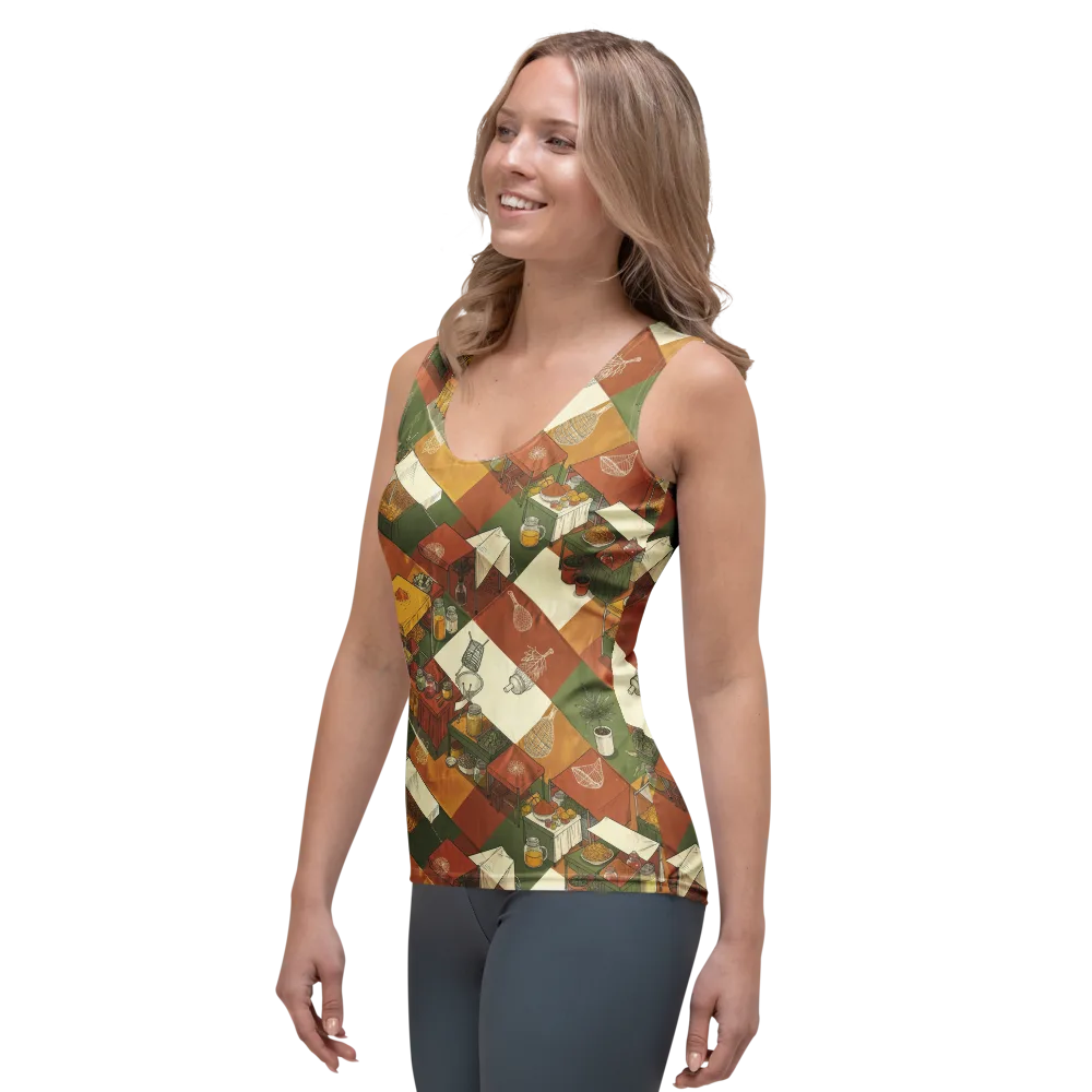 Bazaar Geometry on Women's Tank Top — Left Front