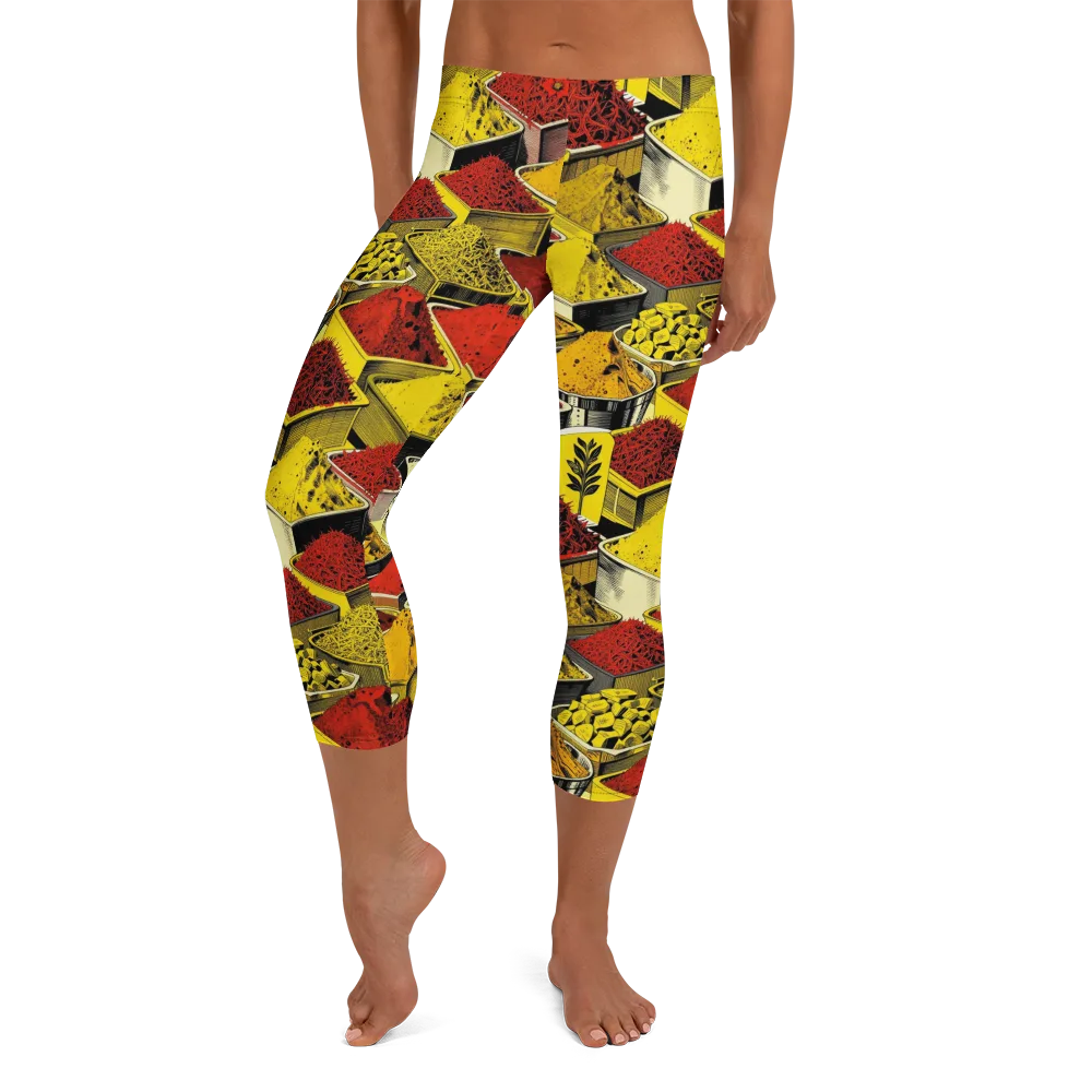Spice Market Static on Capri Leggings — Front