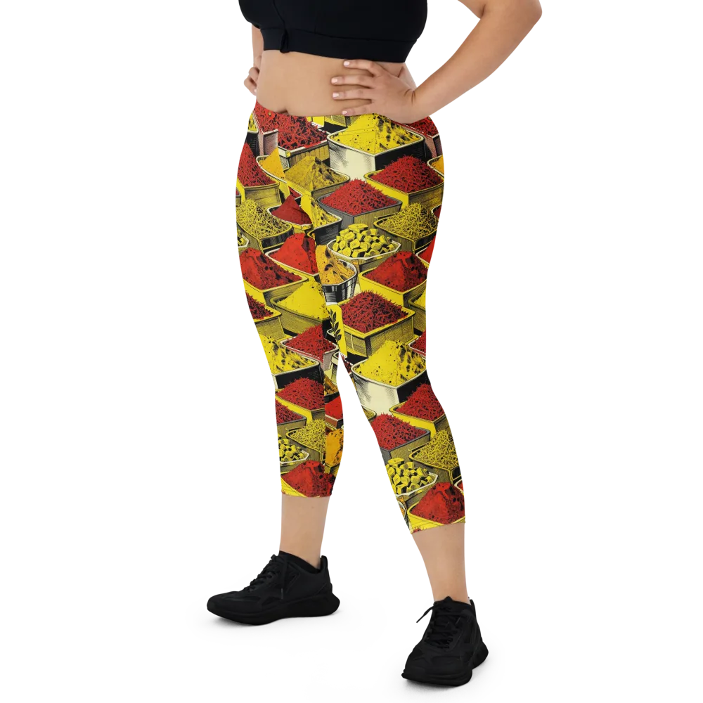 Spice Market Static on Capri Leggings — Front