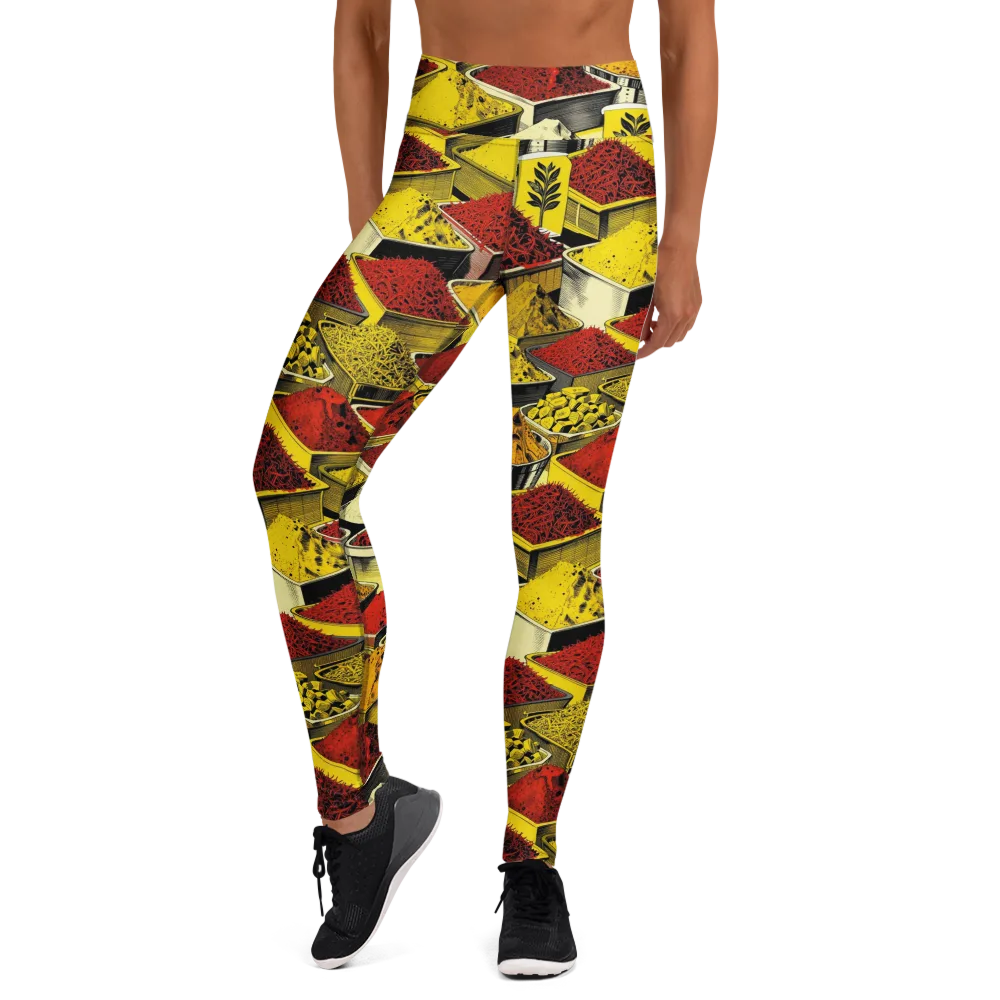 Spice Market Static on Yoga Leggings — Front