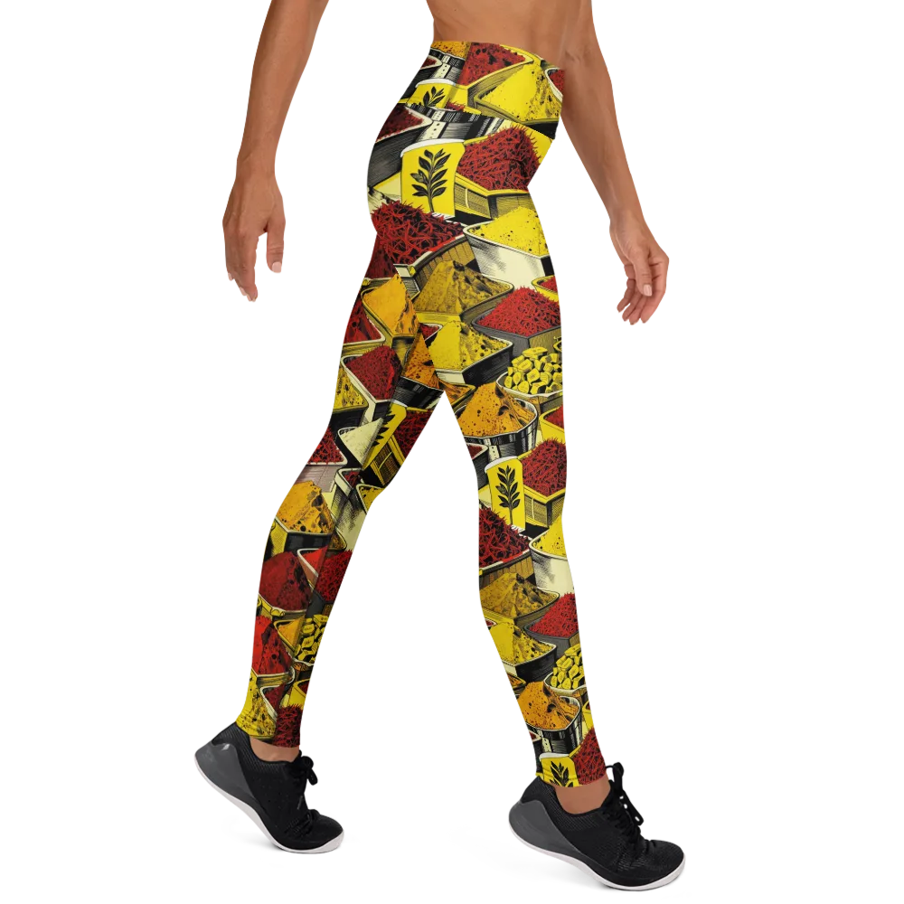 Spice Market Static on Yoga Leggings — Right