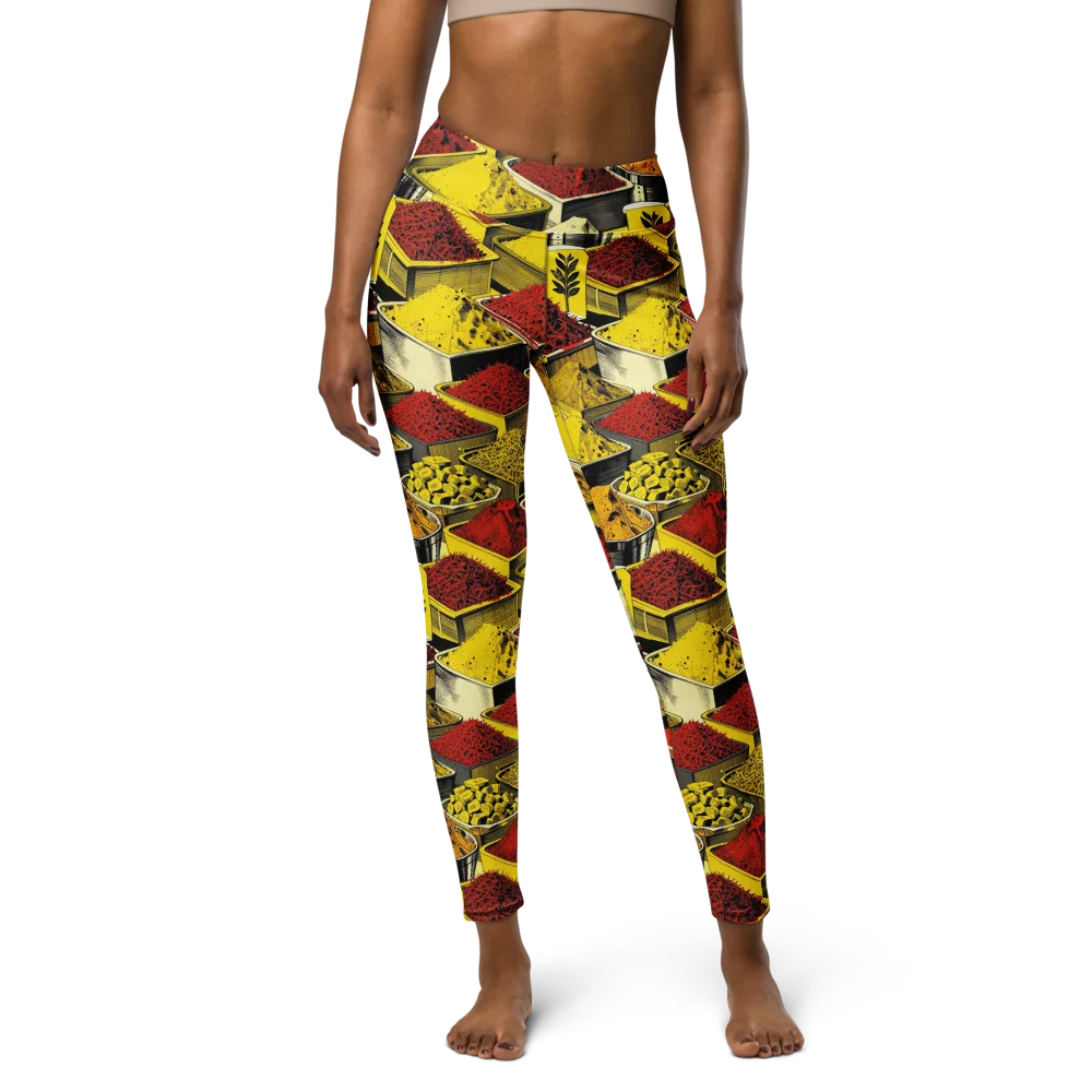 Spice Market Static on Yoga Leggings — Front
