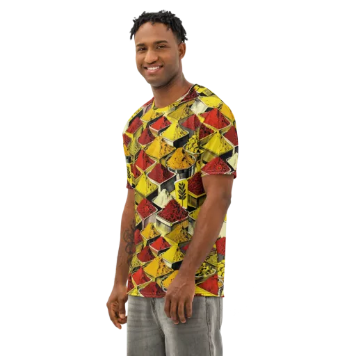 Spice Market Static on a Men's Cotton Crew Neck T-Shirt