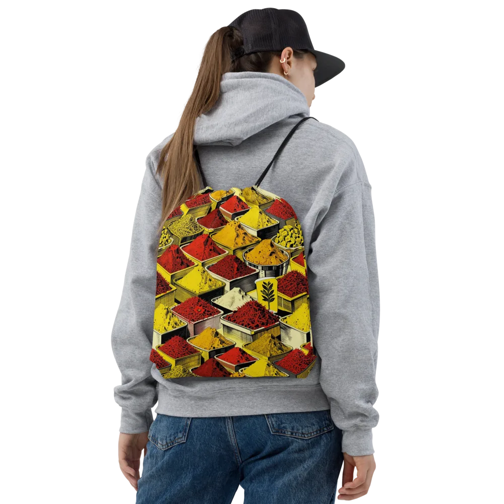 Spice Market Static on Drawstring Bag — Front