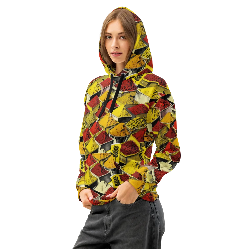 Spice Market Static on Cotton Hoodie — Left Front