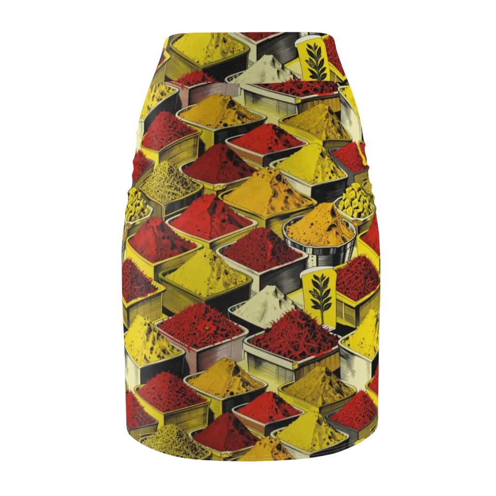Spice Market Static on Pencil Skirt — Back