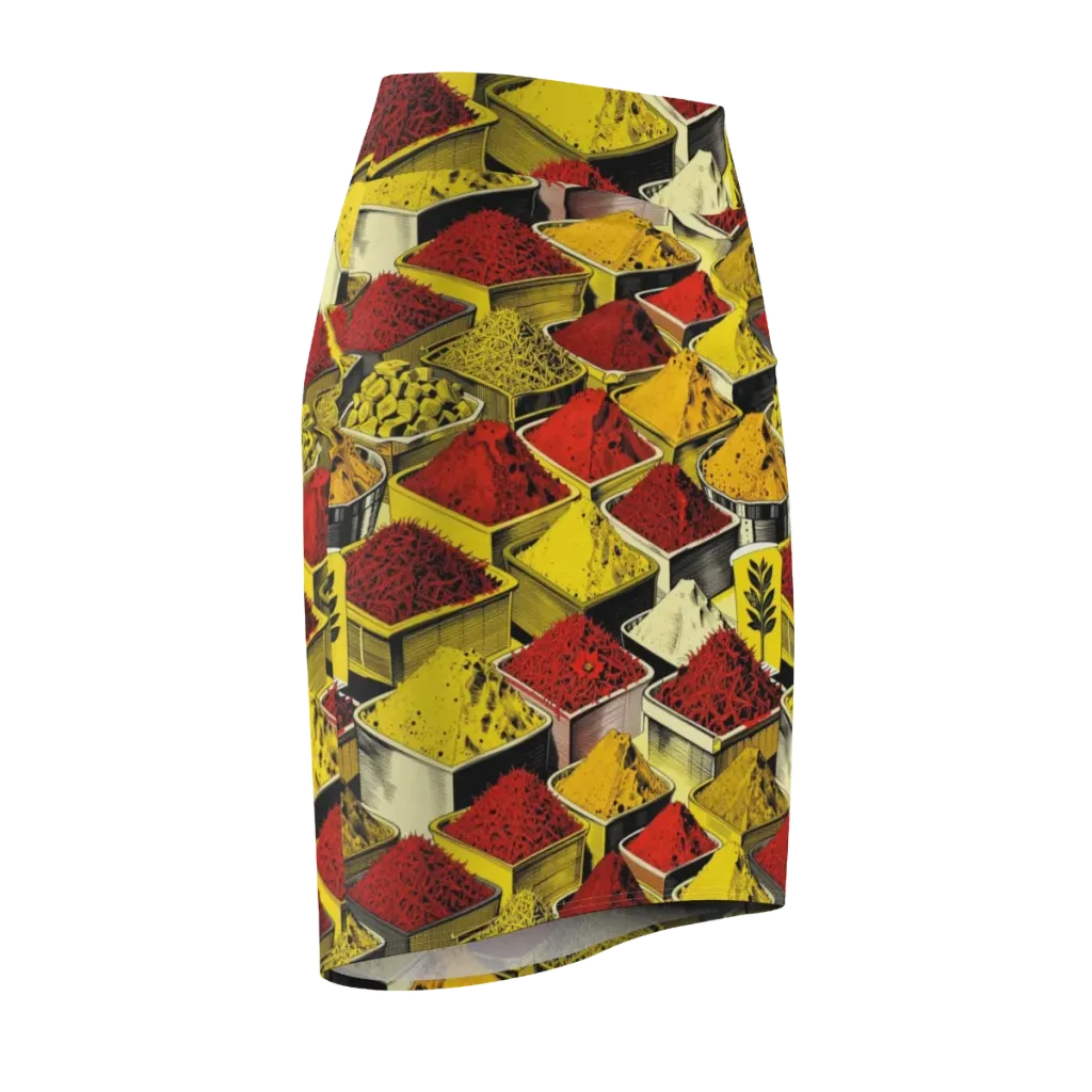 Spice Market Static on Pencil Skirt — Front Side