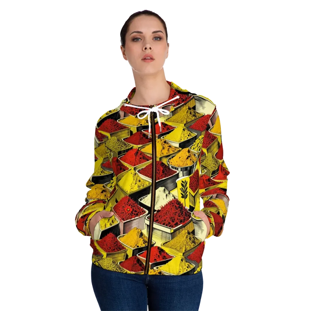 Spice Market Static on Women's Full-Zip Hoodie — Front On Person