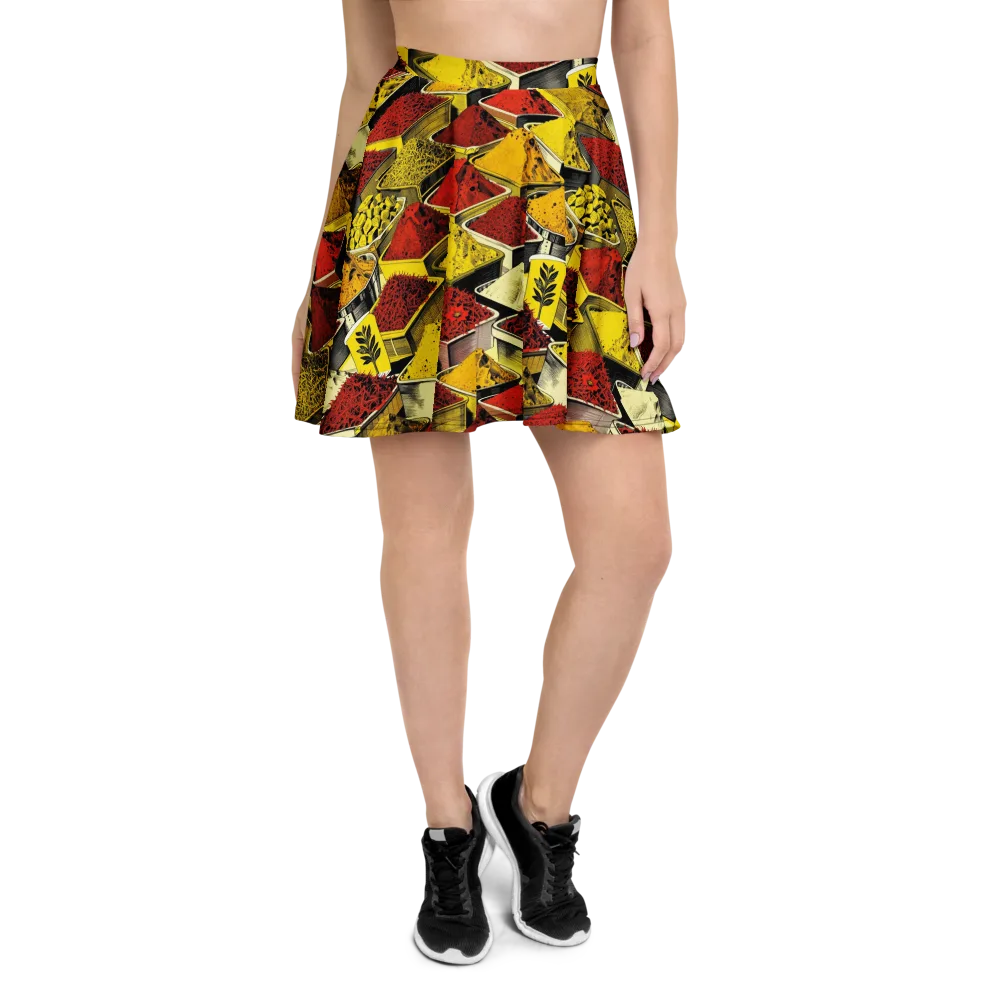 Spice Market Static on Skater Skirt — Front