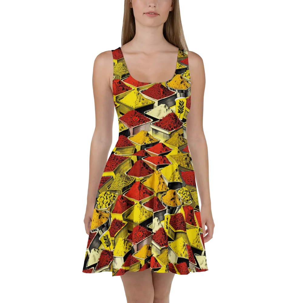 Spice Market Static on Skater Dress — Front