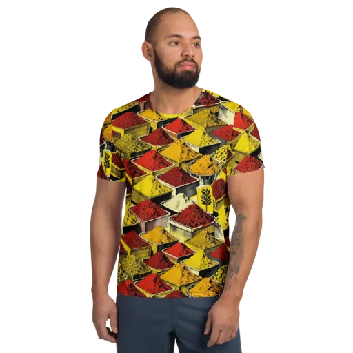Spice Market Static on a Men's Athletic T-Shirt
