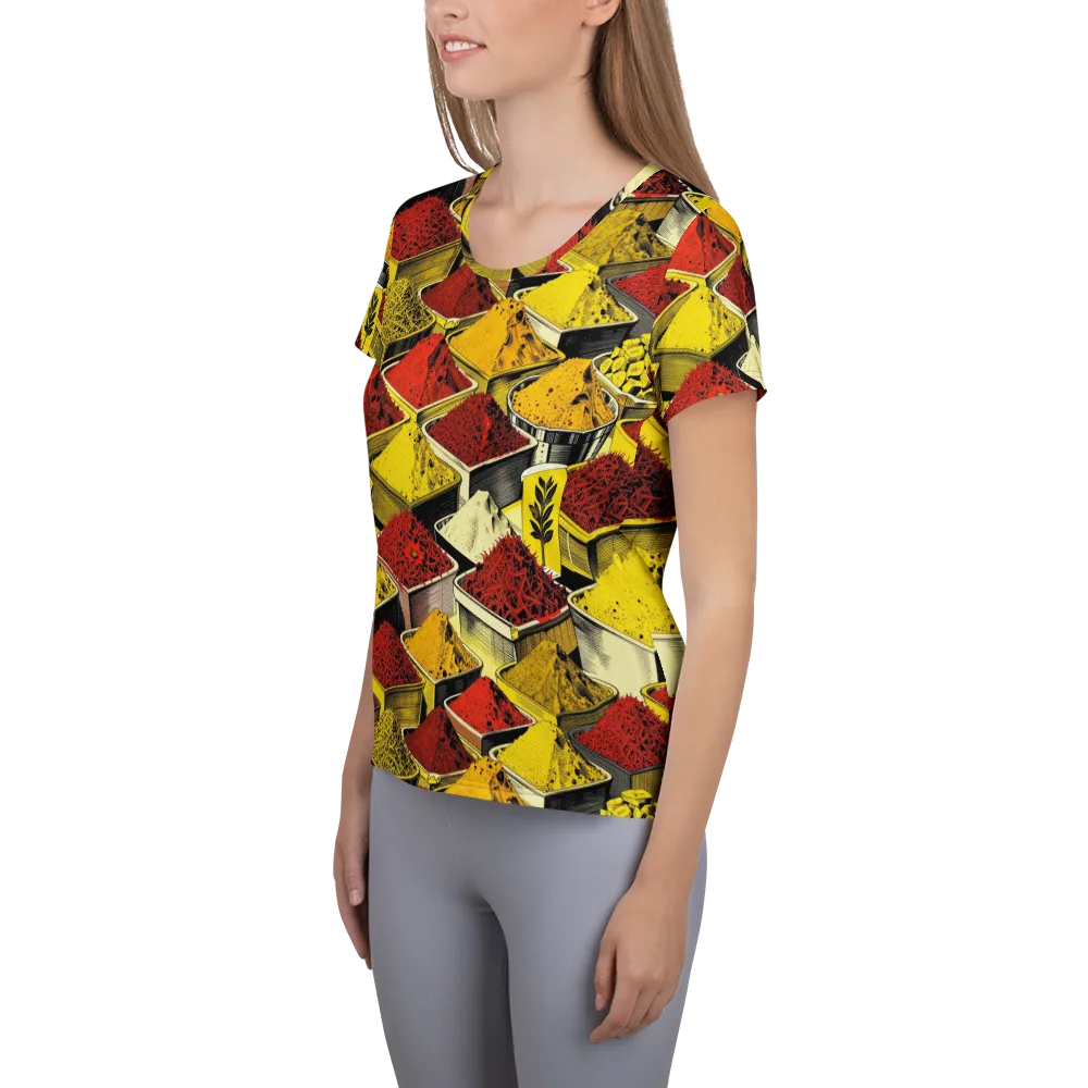 Spice Market Static on Women's Athletic T-Shirt — Left