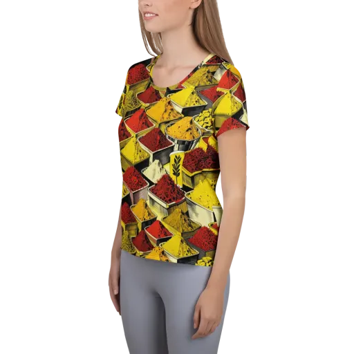 Spice Market Static on a Women's Athletic T-Shirt