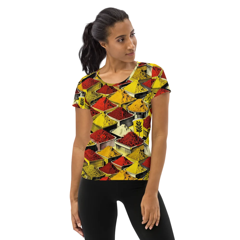 Spice Market Static on Women's Athletic T-Shirt — Front