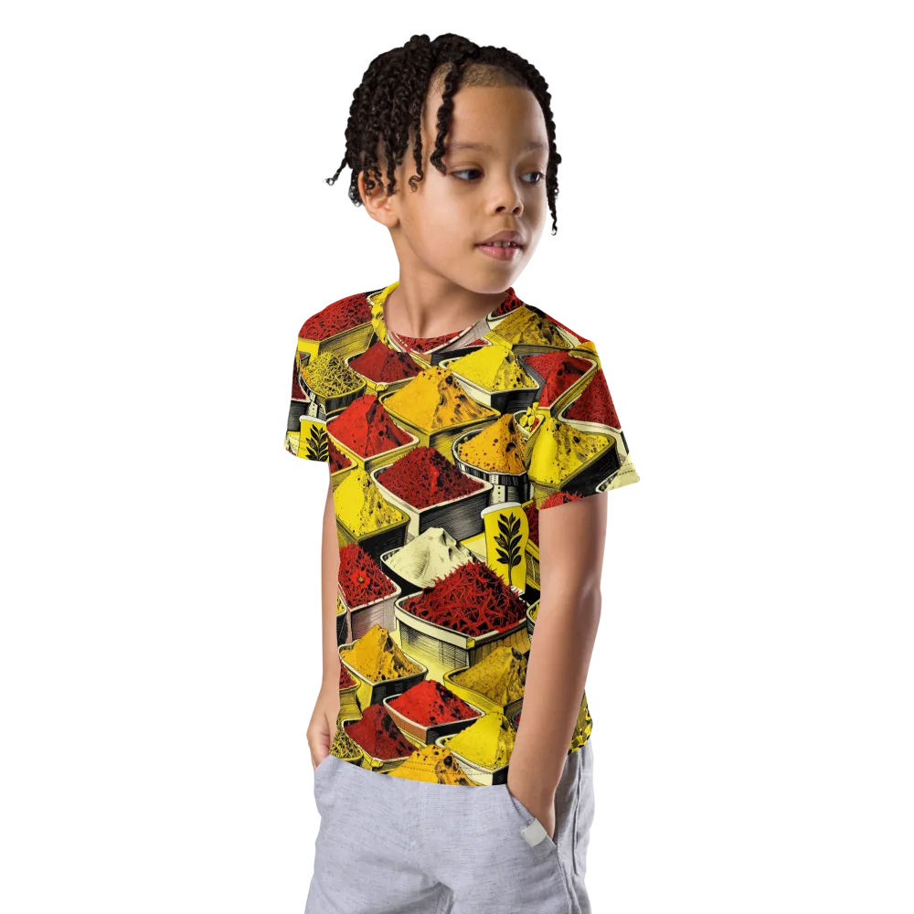 Spice Market Static on Kids Crew Neck T-Shirt — Left Front