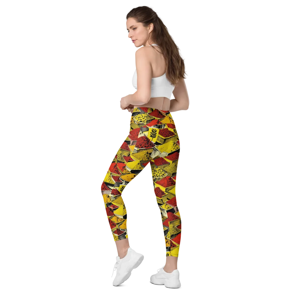 Spice Market Static on Leggings with Pockets — Left Back