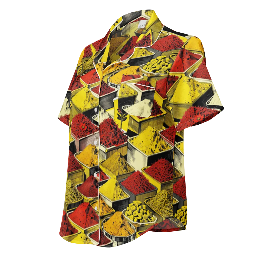 Spice Market Static on Women's Short Sleeve Pajama Top — Left Front