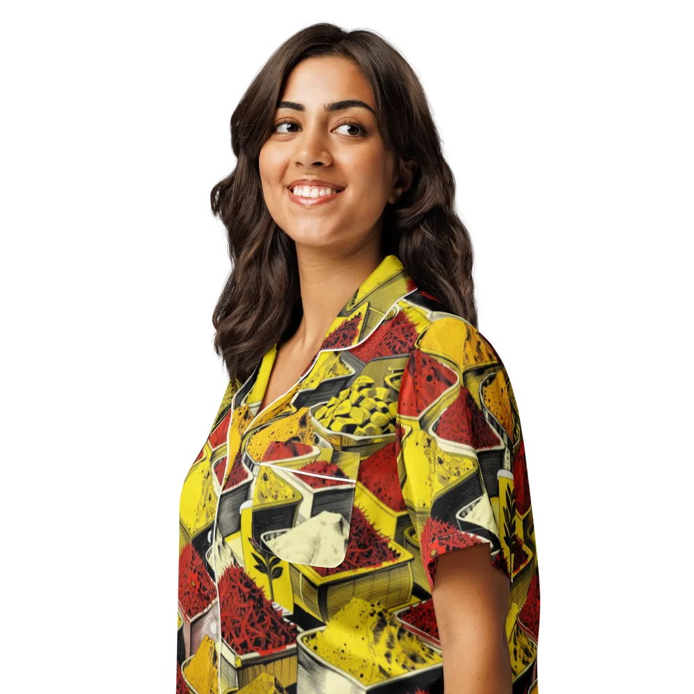 Spice Market Static on Women's Short Sleeve Pajama Top — Left Front