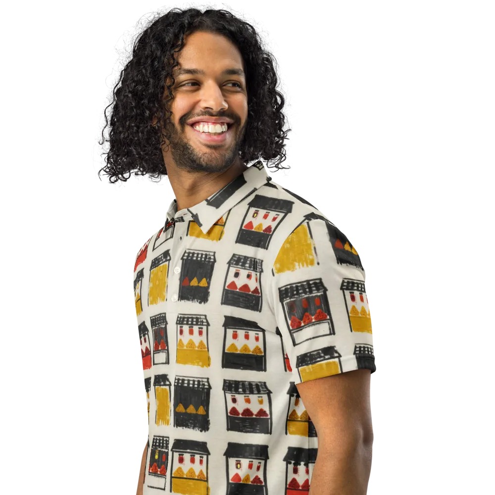 Market Stall Study on Men's Slim Fit Polo Shirt — Left Front